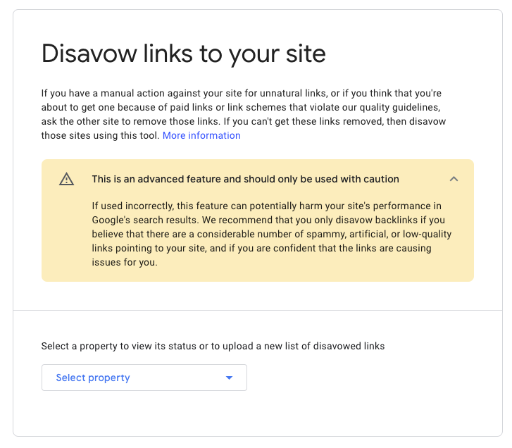 rejeitar backlinks no console de pesquisa do Google