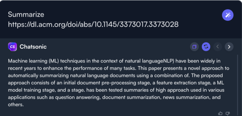 Resumindo os trabalhos de pesquisa - casos de uso da extensão do Chrome ChatSonic