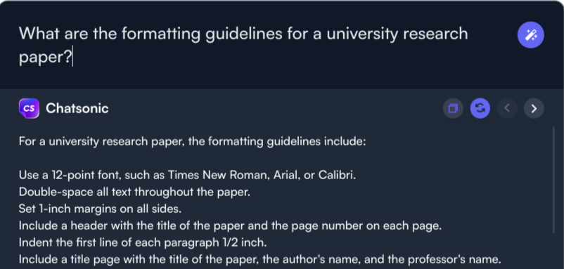 Diretrizes de formatação - casos de uso da extensão ChatSonic chrome
