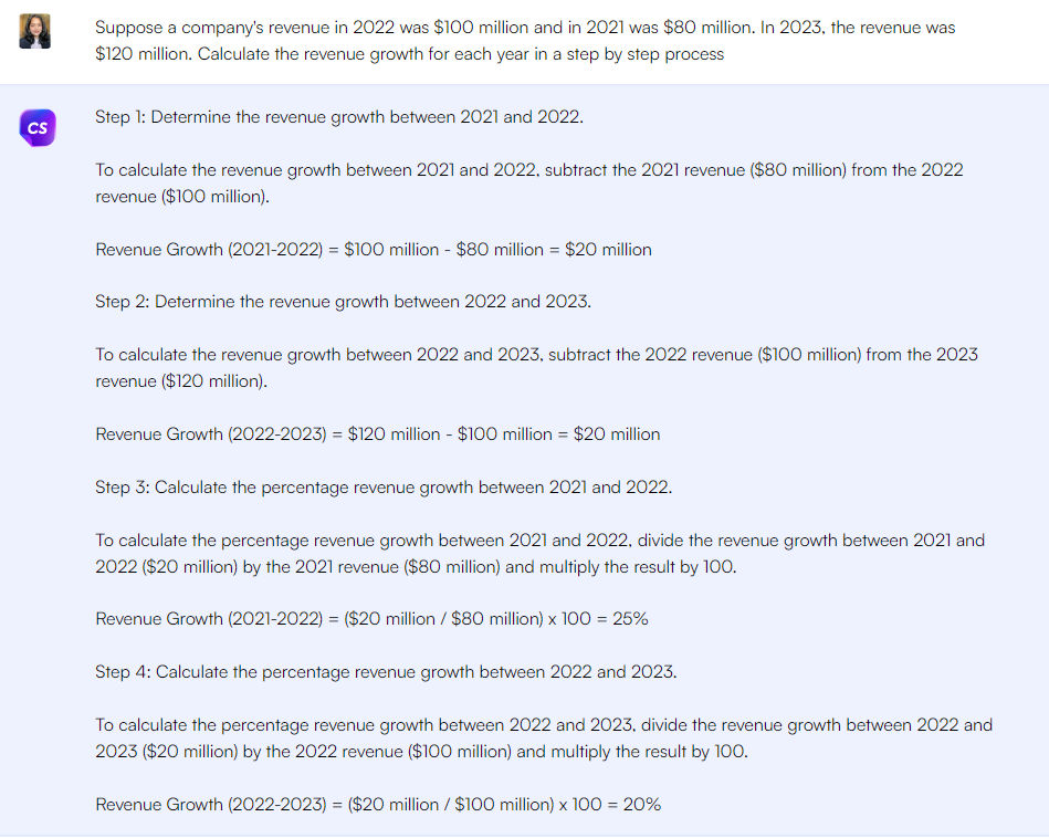 Подсказка ChatGPT для расчета роста доходов - Подсказки ChatGPT для маркетинговых показателей