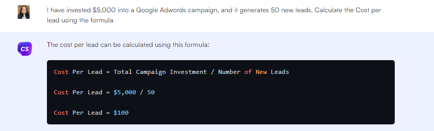 Подсказка ChatGPT для расчета стоимости лида - Подсказки ChatGPT для маркетинговых показателей