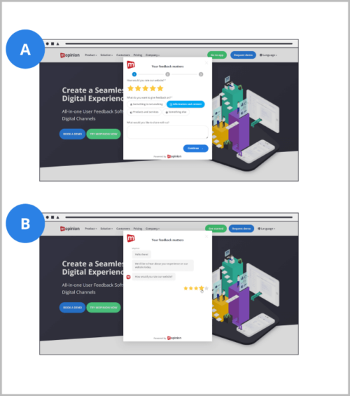 AB testing avec les formulaires de feedback Mopinion