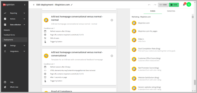 Test AB Déploiement de Mopinion