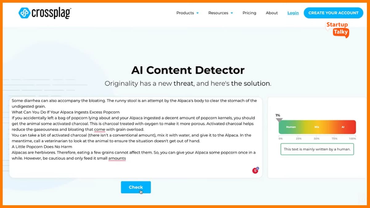 Crossplag - أفضل أداة للكشف عن محتوى AI