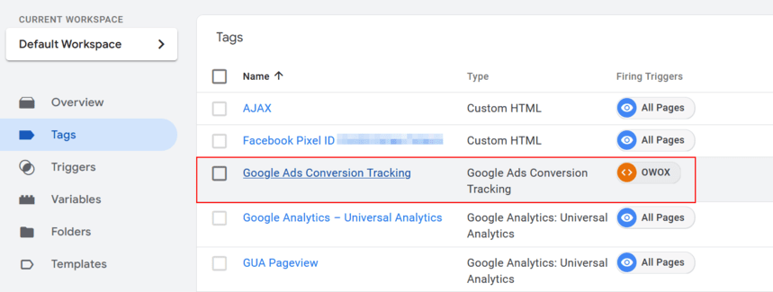 Tags im Google Tag Manager