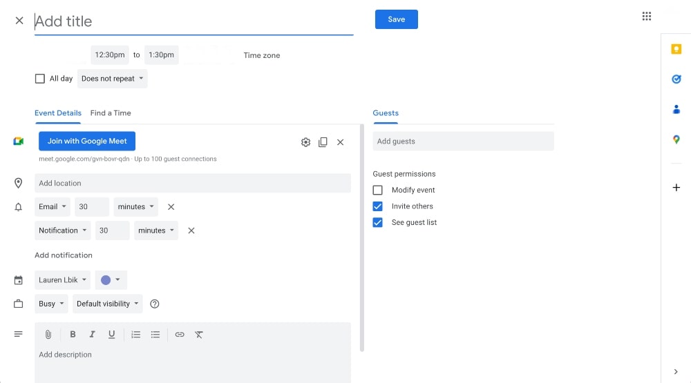Jadwalkan rapat dengan Google Kalender