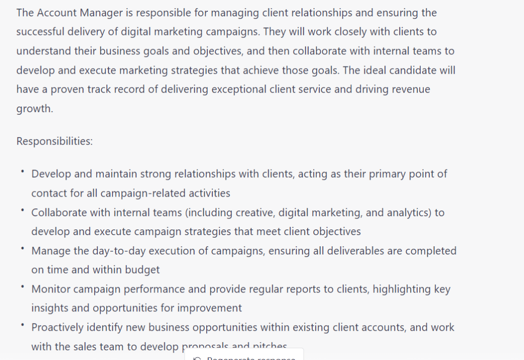 ChatGPT for Marketing 작업 사양
