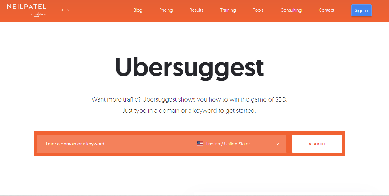 Ubersuggest 搜索引擎优化工具