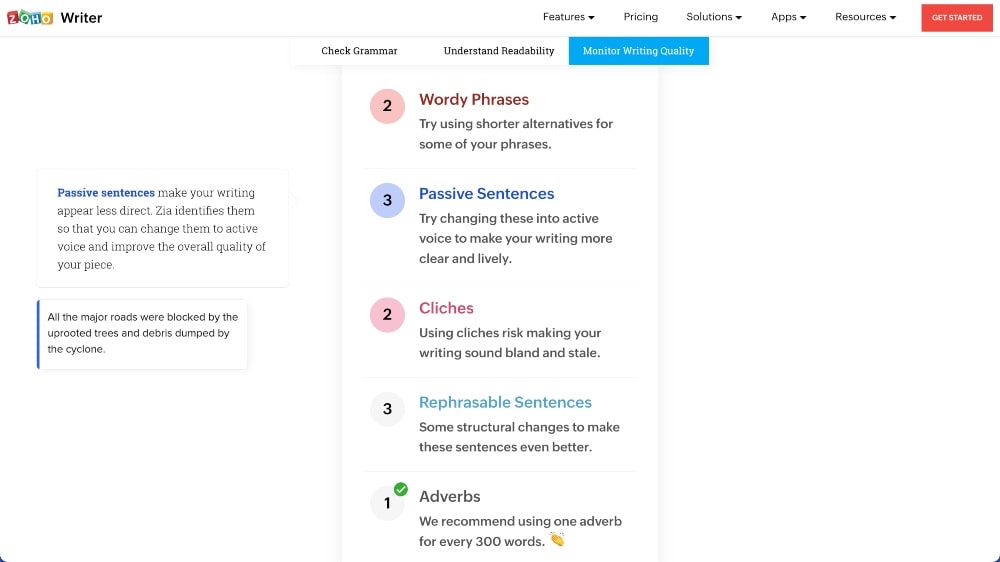 Caratteristiche di Zoho Writer