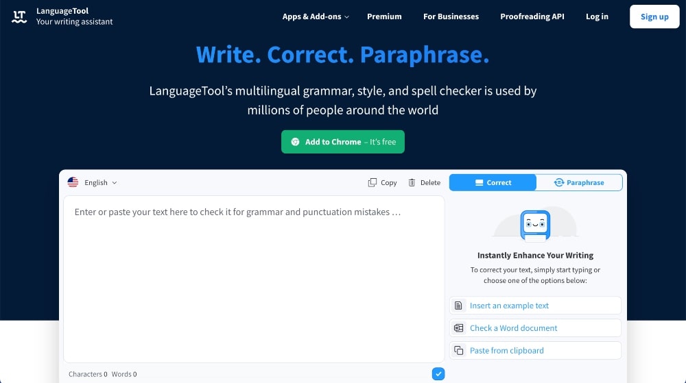 Sito web di LanguageTool