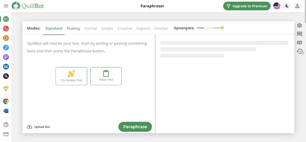Funzionalità Quillbot Paraphraser