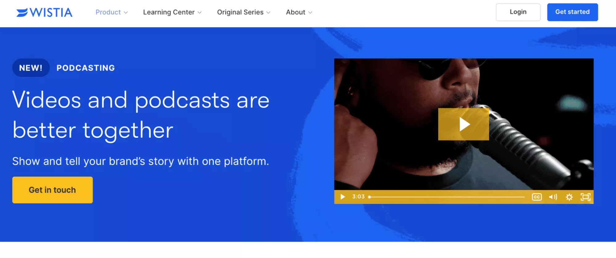screenshot della home page di Wistia