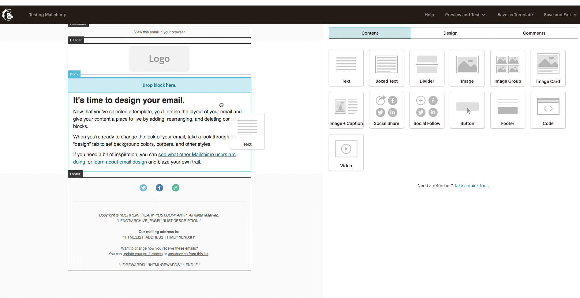 mailchimp kontrol paneli