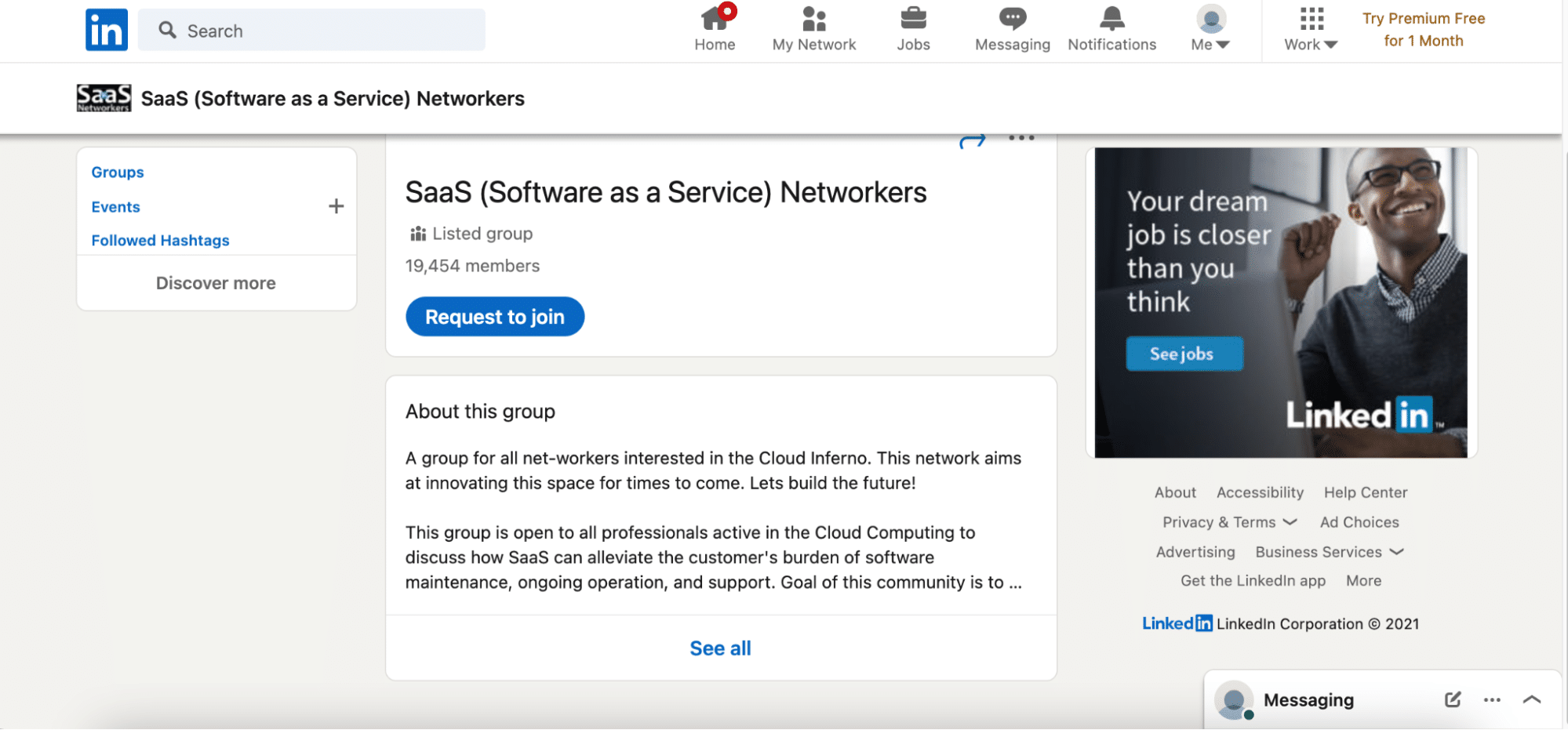 LinkedIn の SaaS ネットワーク担当者向けページのスクリーンショット
