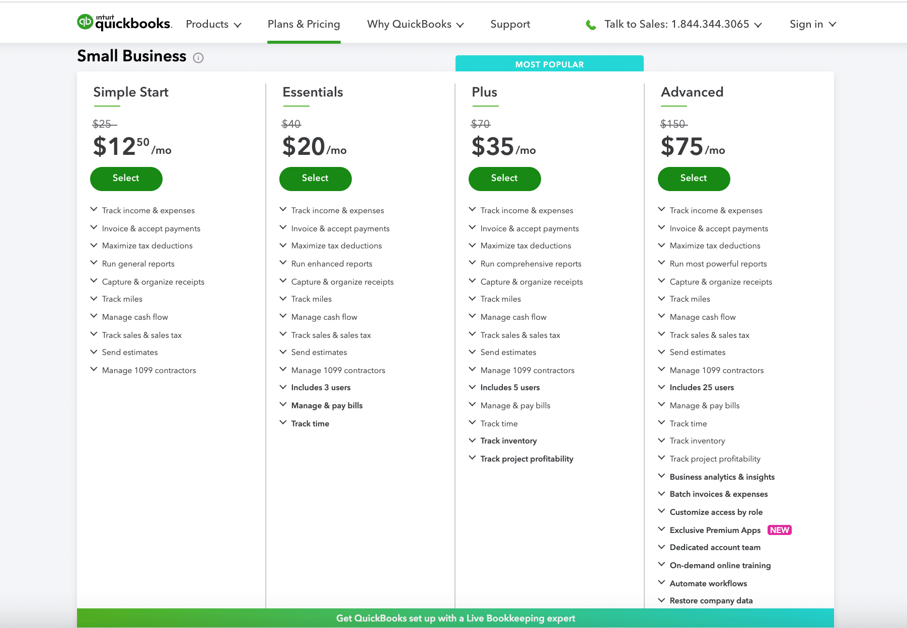 ระดับราคาของ Quickbooks