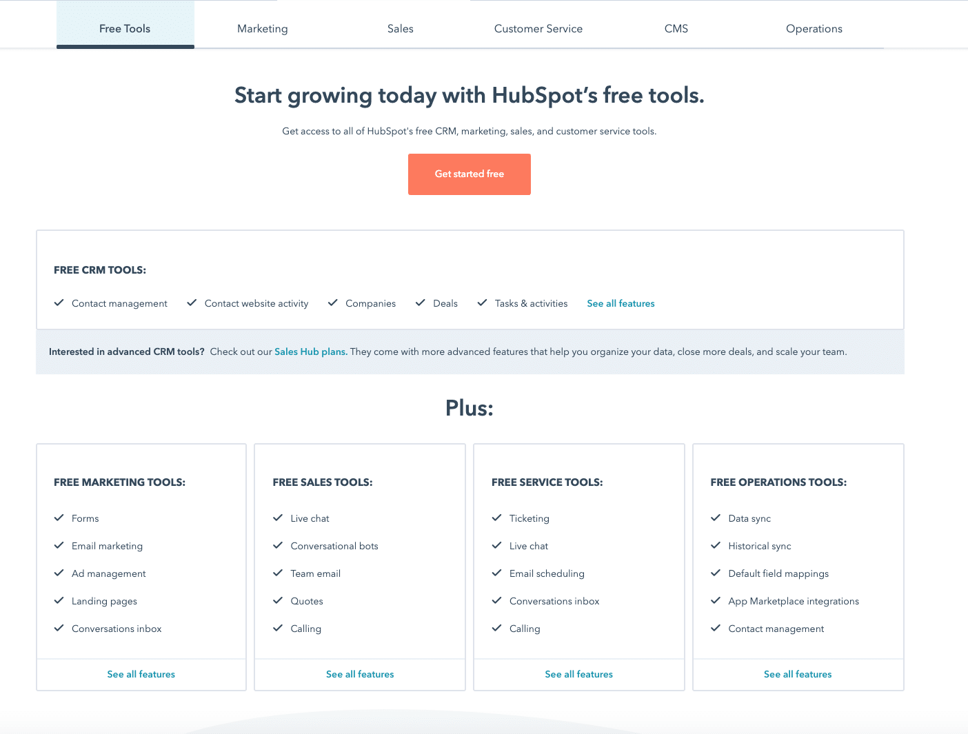 Hubspot เครื่องมือฟรี