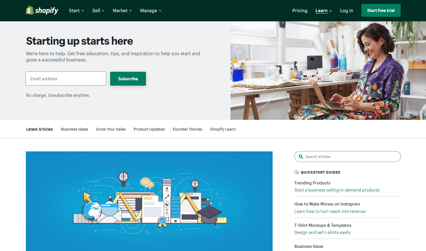 Shopify blog stream per startup