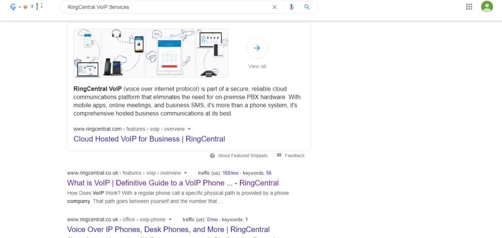 SaaS 비즈니스에 대한 탐색 검색 의도 키워드의 예.