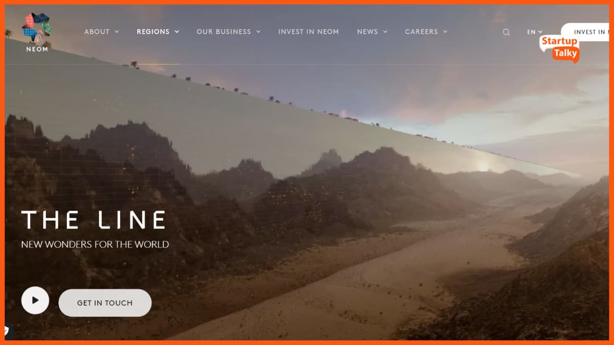 NEOM The Line,NEOM 網站的屏幕截圖