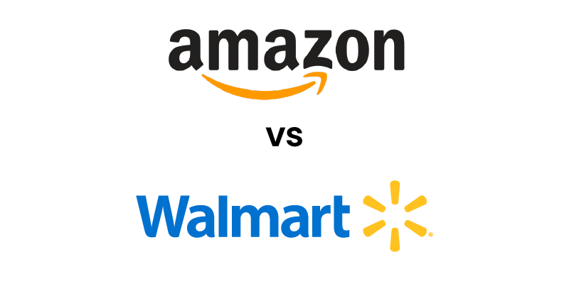 โลโก้ Amazon และ Walmart