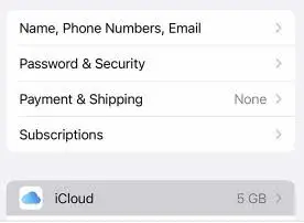 ไปที่การตั้งค่าเพื่อโอนที่เก็บข้อมูล iphone ไปยัง icloud