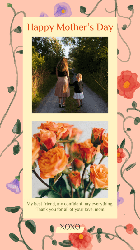 เทมเพลตเรื่องราว Instagram ดอกไม้สำหรับข้อความวันแม่ 2451a
