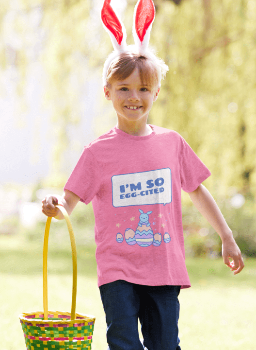 เสื้อยืด Mockup ของเด็กชายฉลองการล่าไข่อีสเตอร์ด้วยหูกระต่าย 46706 R El2