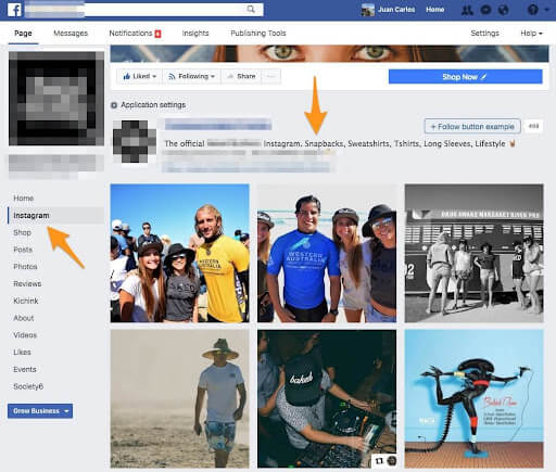 インスタ タブ Facebook