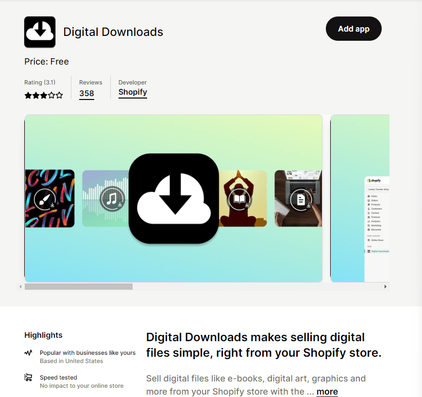 แอพ Shopify Digital Downloads