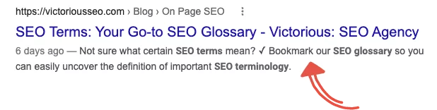 ตัวอย่างคำอธิบายเมตาสำหรับพื้นฐาน SEO ในหน้า