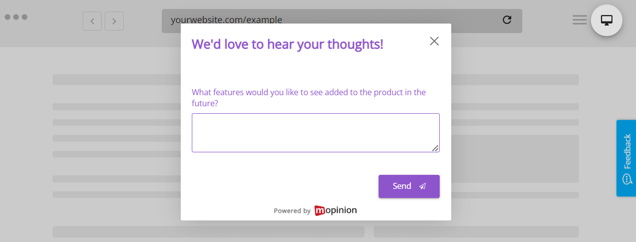 Feedback do produto-resposta-aberta