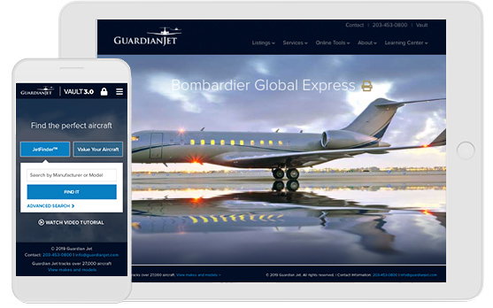 El nuevo sitio web de Guardian Jet por el equipo de marketing de aviación Mediaboom.