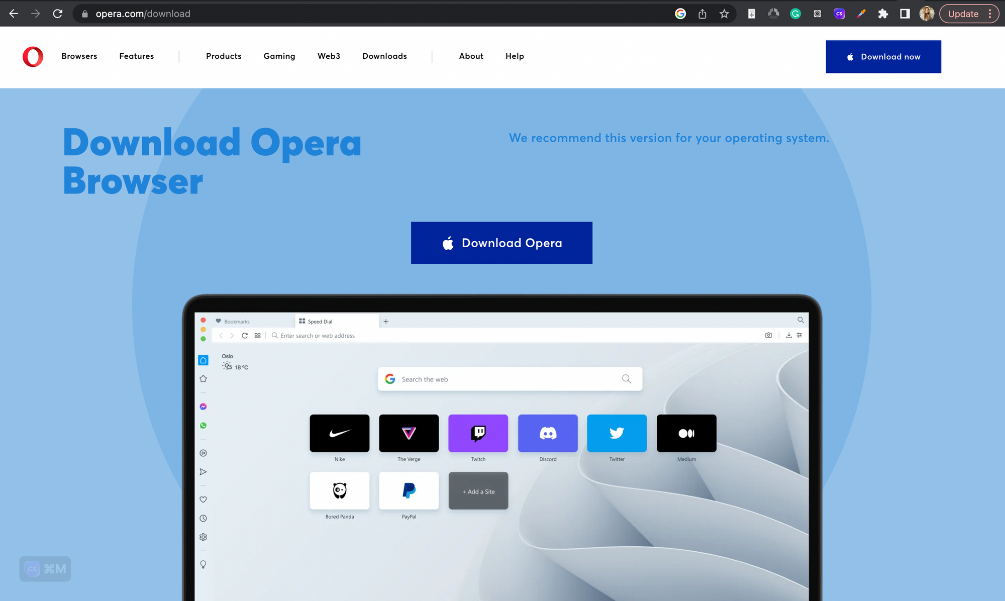 Opera のチャットソニック