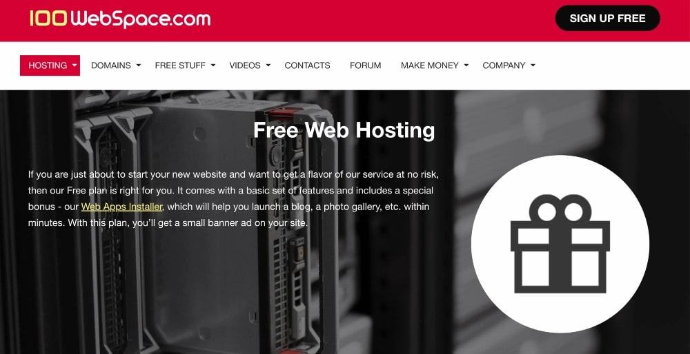 100WebSpace ana sayfası