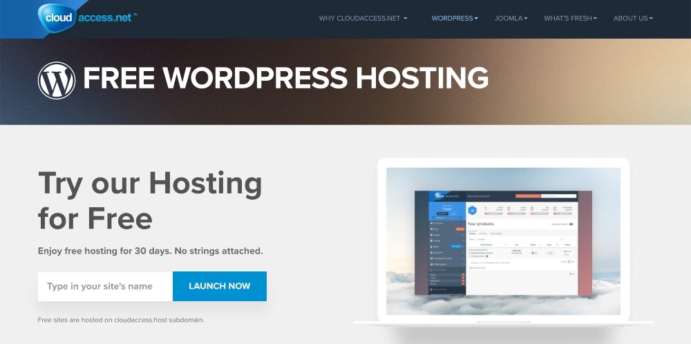 CloudAccess barındırma ana sayfası