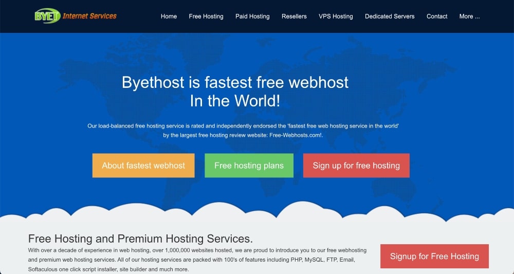Byet barındırma web ana sayfası