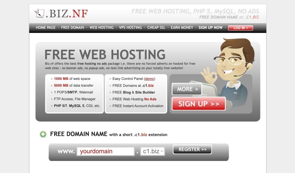 Biz.nf web sitesi ana sayfası