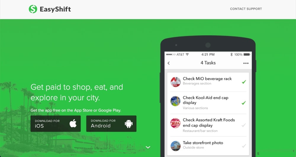 الصفحة الرئيسية لتطبيق EasyShift