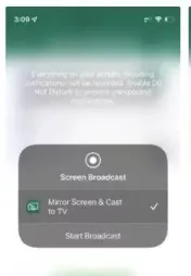 คลิกเพื่อเริ่มตัวเลือกการออกอากาศเพื่อ chromecast จาก iphone