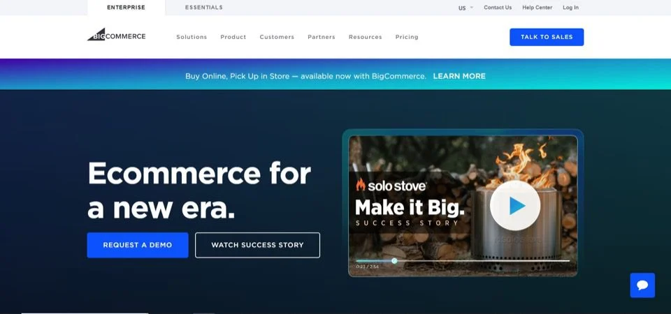 Pagina principală a platformei BigCommerce