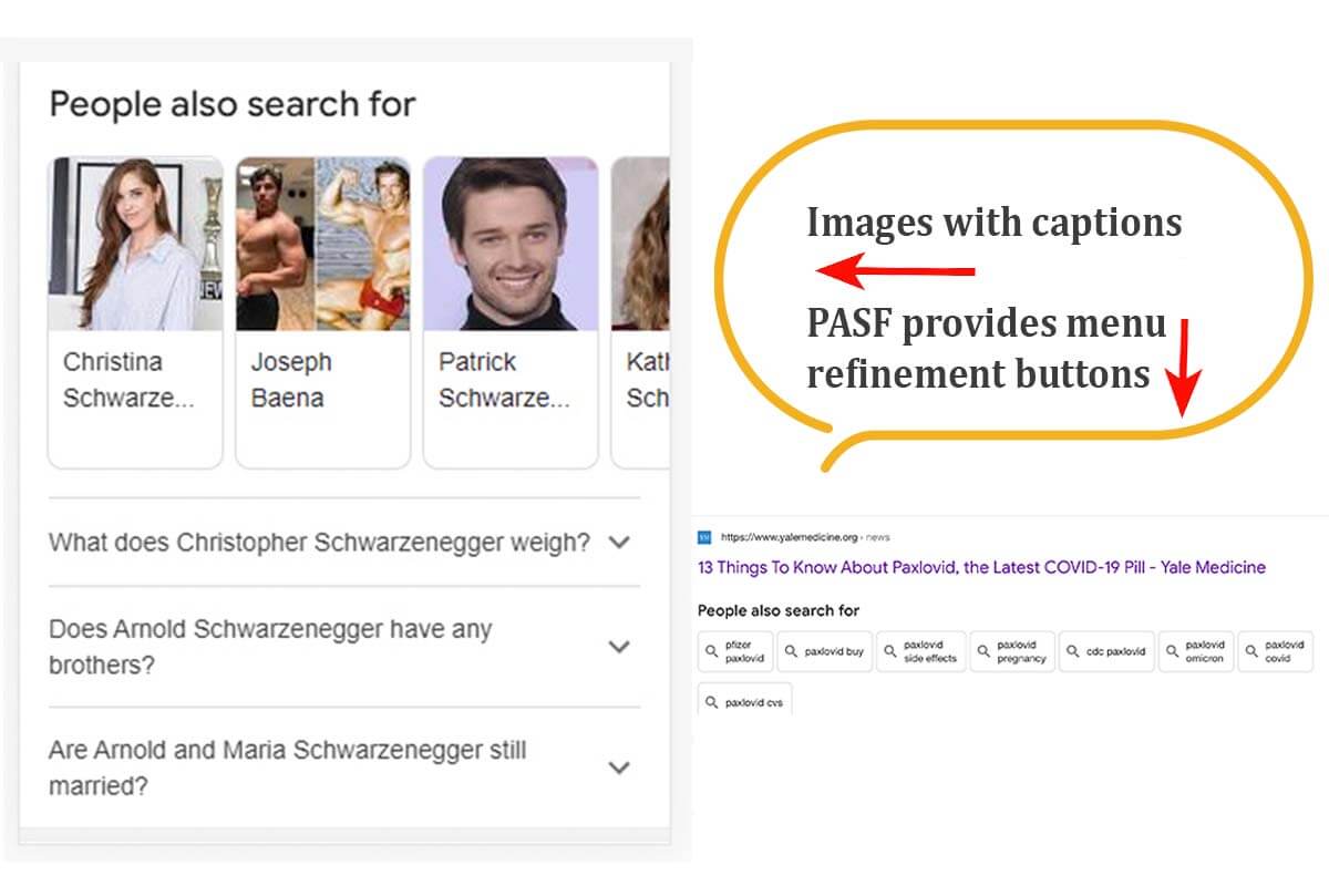 Mayor porcentaje de personas que también buscan visualizaciones en la Búsqueda de Google y los filtros de menú PASF