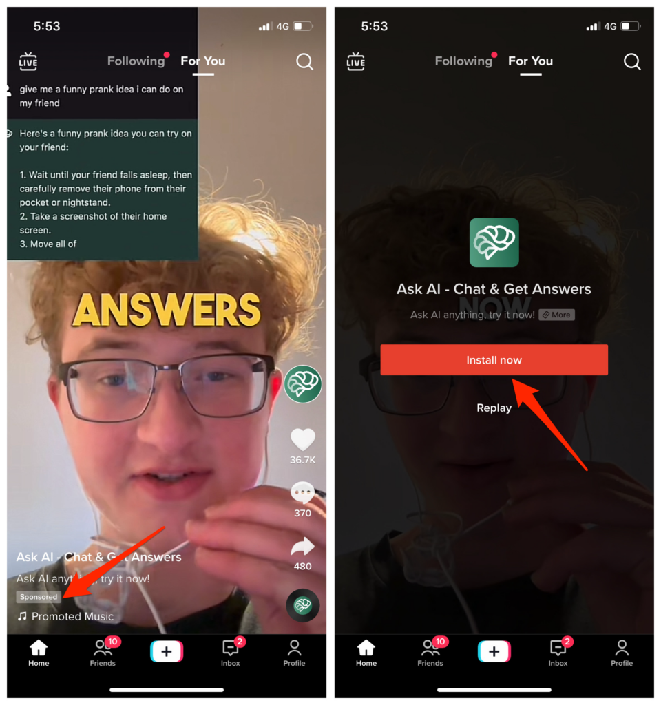 การใช้พื้นที่โฆษณาบน TikTok