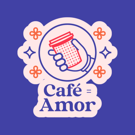 Sticker Design Creator con citazione di un caffè e grafica floreale 5257b (1)