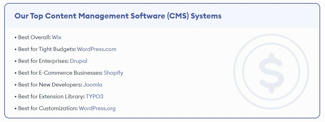 I migliori CMS 2023 di Forbes