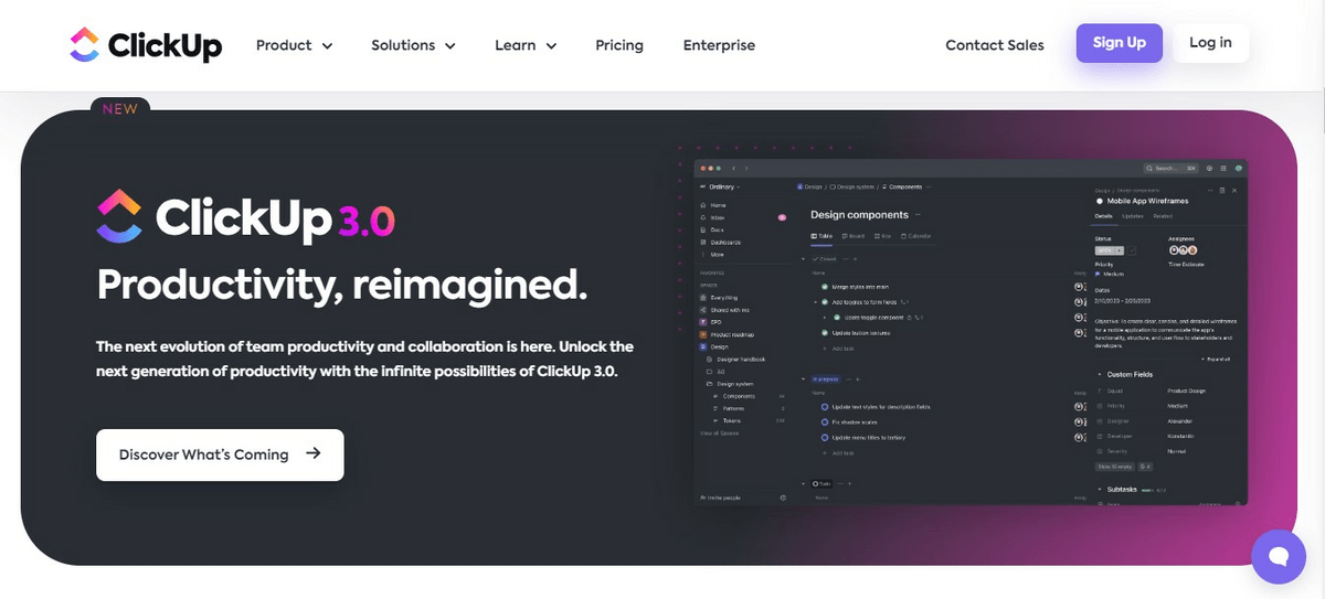 การจัดการโครงการ ClickUp 3.0