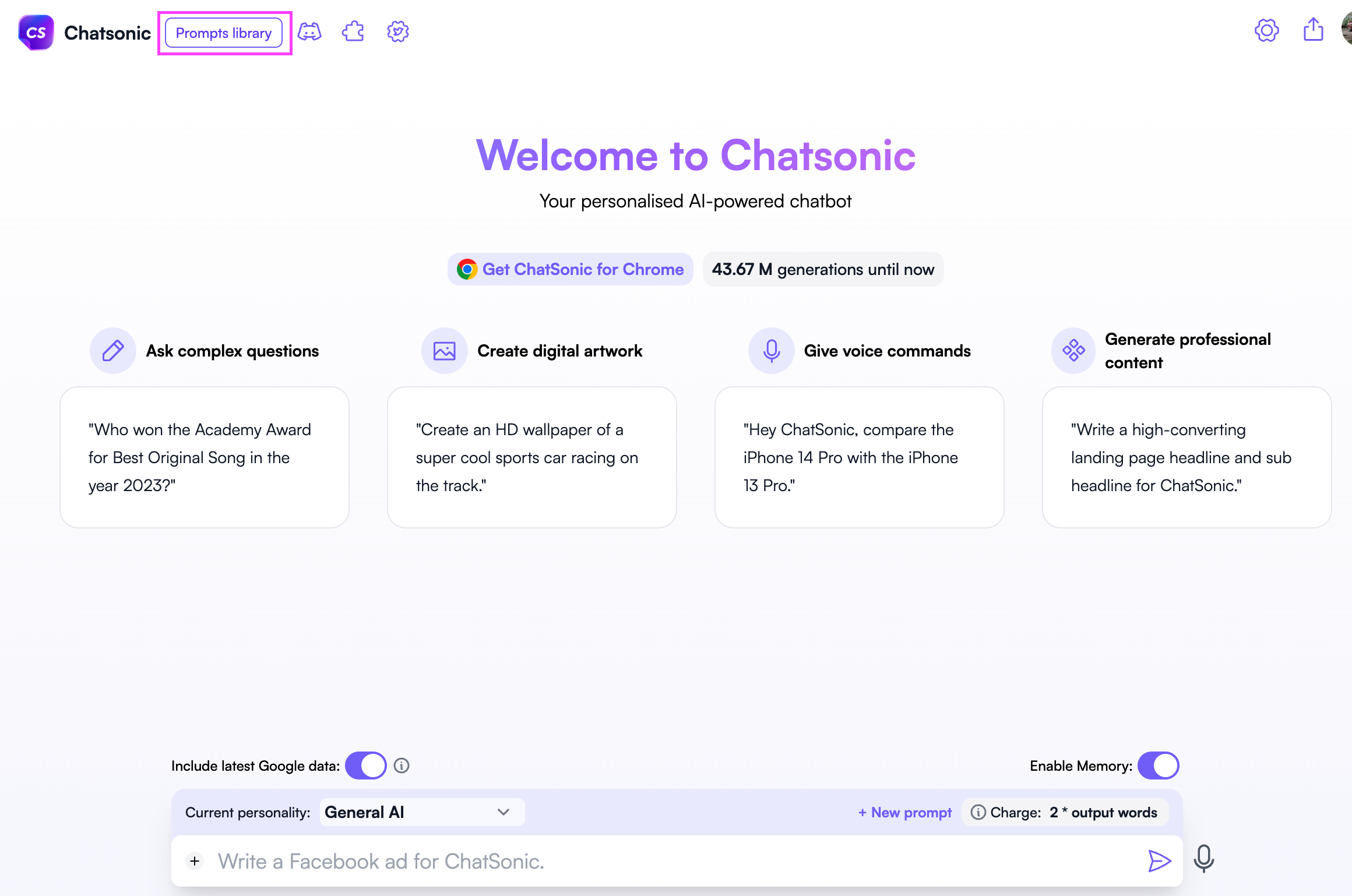 Chatsonic Bilgi İstemi Kitaplığı -