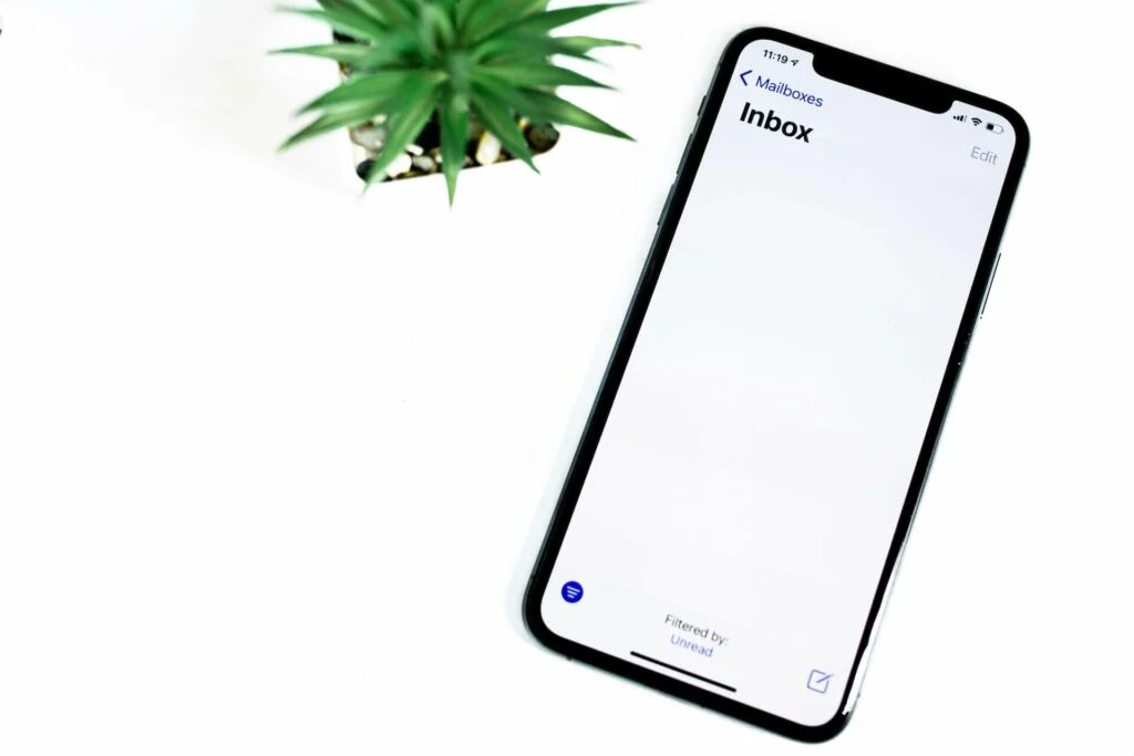 Display del telefono della posta in arrivo vuota