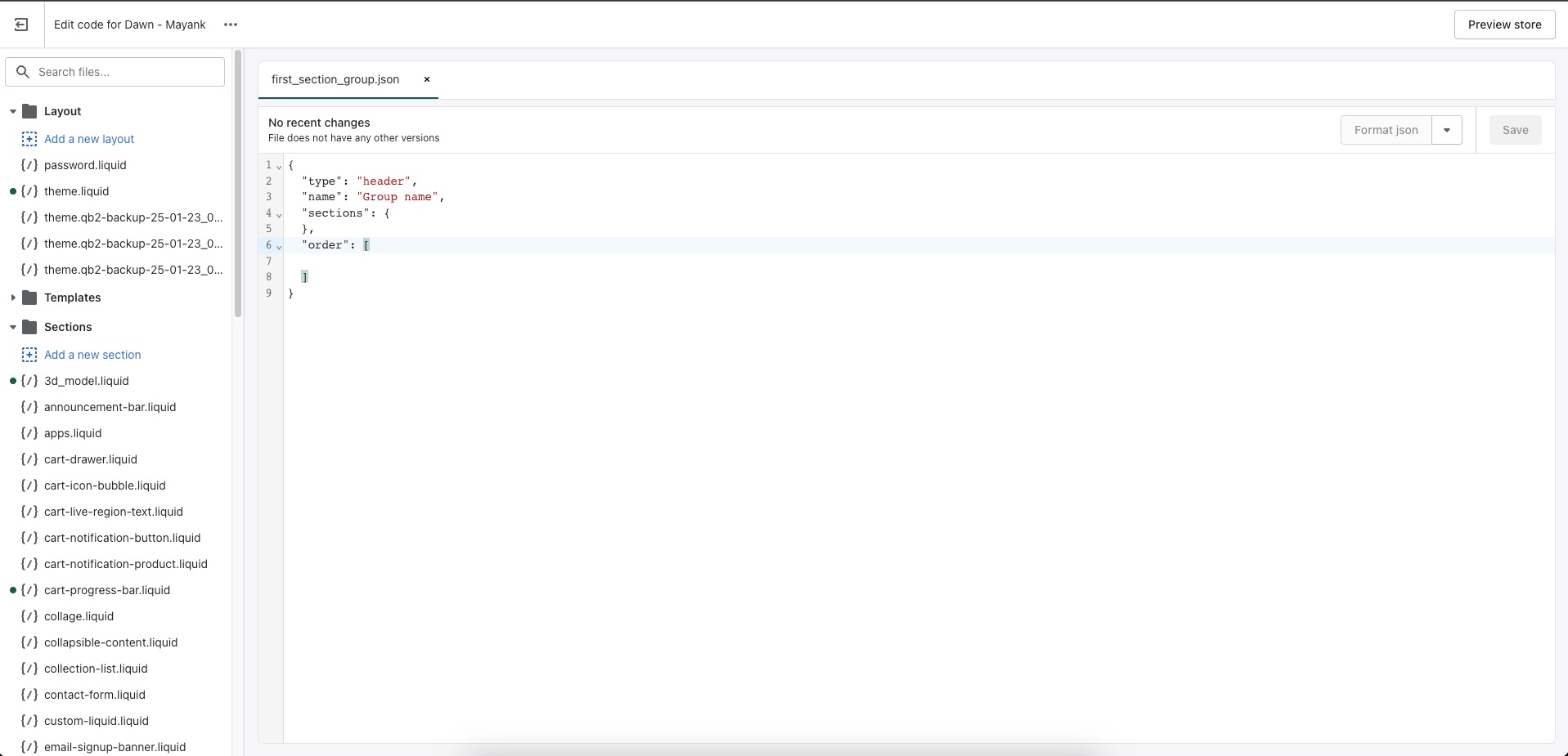 shopify temalarında bölüm grupları oluşturma