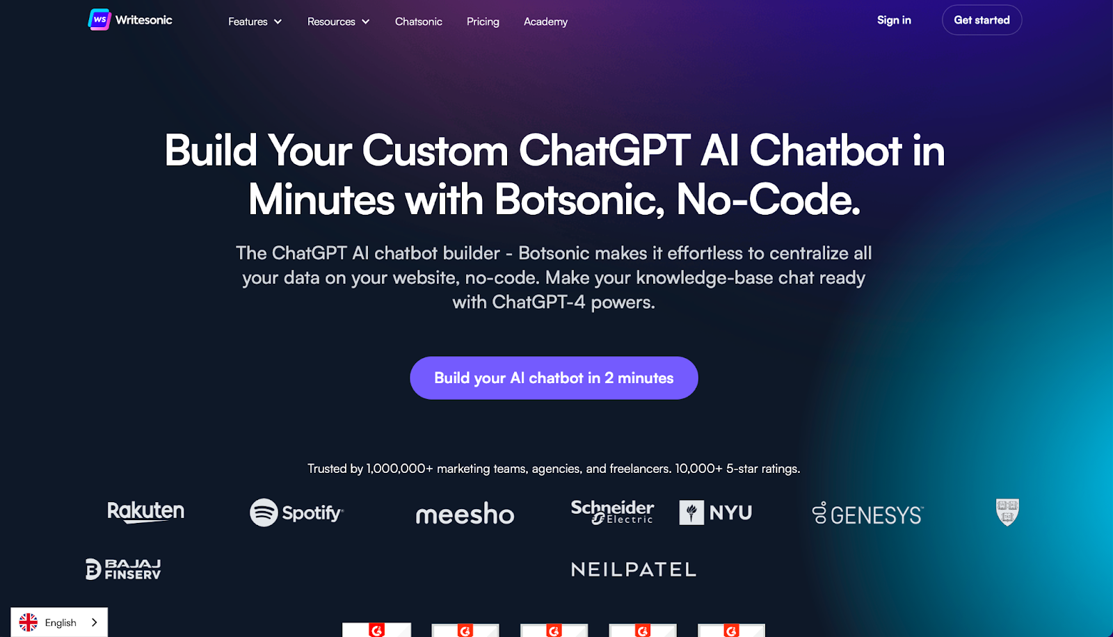 Botsonic - 노코드 AI 챗봇 빌더 상위 9개