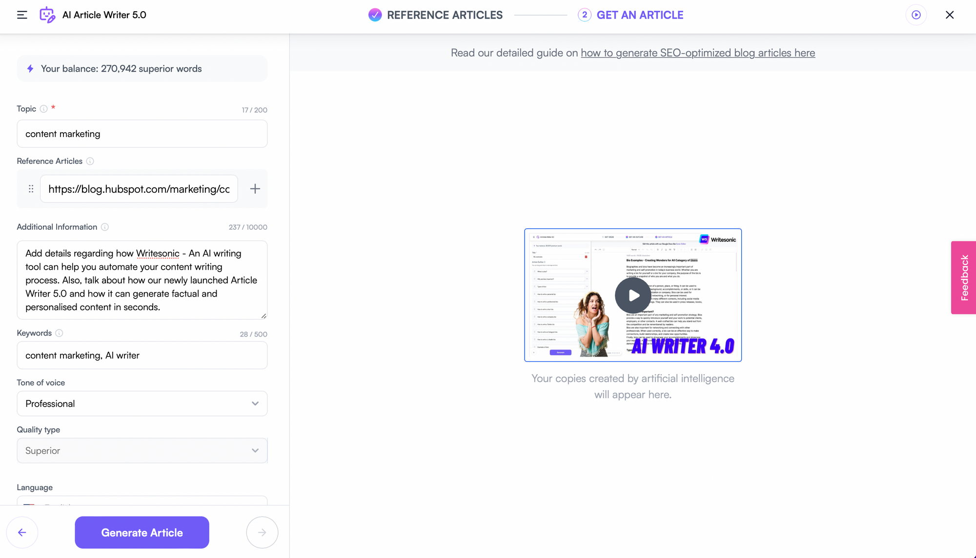 Article Writer 5.0 - 如何使用 AI Article Writer 5.0 创建真实且个性化的内容?